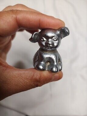 Vintage Cast Iron Griswold Puppy Dog Paperweight Bucki Carbons Ribbons